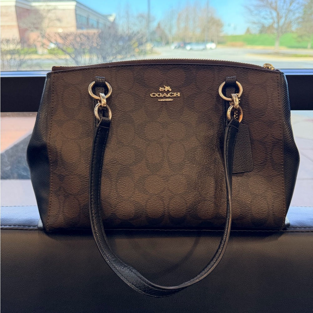 Coach Black Signature Shoulder Bag with Gold-Tone Hardware